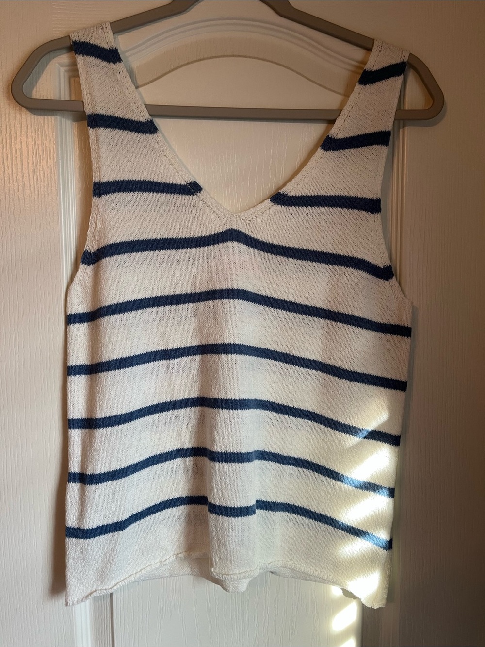 Pink Lily White and Navy Striped Knit Tank